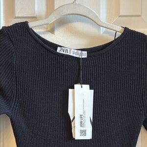 Zara Elegant Black Knit Dress